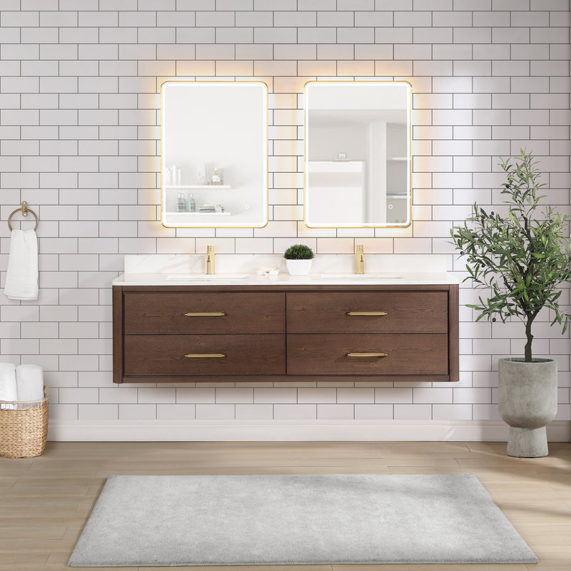 Ebern Designs Zytavious 72'' Wall Mounted Double Bathroom Vanity with ...